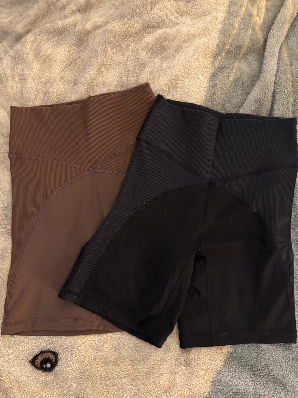 aerie Ribbed High-Waist Bike Shorts Duo - Black & Brown